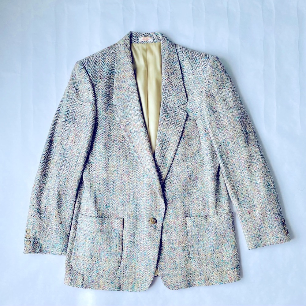 Vintage Tweed Oval Room Blazer with Pockets
